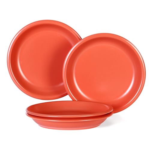 GZG 10.25-Inch Ceramic Dinner Plates, Terracotta Blush, Set of 4 | Rustic Matte Glaze, Terracotta Stoneware, For Main Course & Everyday Meals, Microwave & Dishwasher Safe - color: Terracotta Blush, size: 4 pcs Dinner Plate Set
