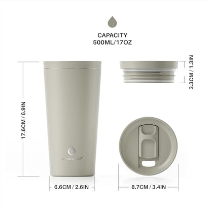 Ideus 17 oz Travel Coffee Mug, Double Wall Vacuum Stainless Steel Insulated Coffee Tumbler With Lid, Splash-Proof & Cup Holder Friendly, Keeps Drinks Hot/Cold, Dishwasher Safe, Celadon - color: Celadon
