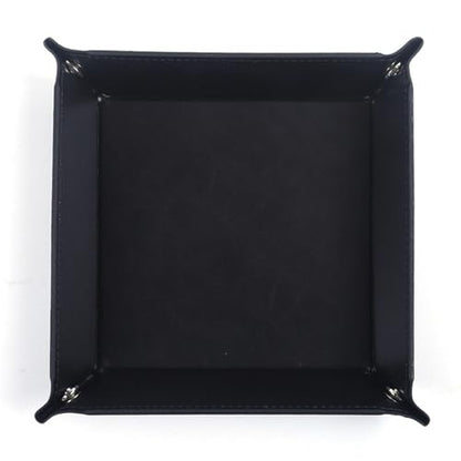 Valet Tray Desktop Storage Organizer – Vegan Leather Catchall Tray Bedside Vanity Tray Nightstand Caddy Holder for Remote Controller, Watch, Keys, Phone, Wallet, Coin, Jewelry, Black - color: Black