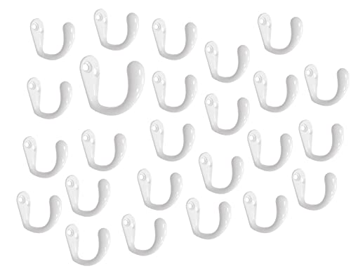 Premium Quality Single Prong Hook Hanger, Zinc Die Cast, White, Made in Taiwan, 25 Pack - color: White, size: 25 Pack