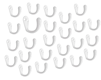 Premium Quality Single Prong Hook Hanger, Zinc Die Cast, White, Made in Taiwan, 25 Pack - color: White, size: 25 Pack