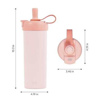 Glad Sip & Chug Insulated Water Bottle - Skinny Stainless Steel Tumbler with Straw and Chug Lid - Leak Resistant Double Walled Metal for Hot and Cold Drinks, 23oz, Rust - color: Rust