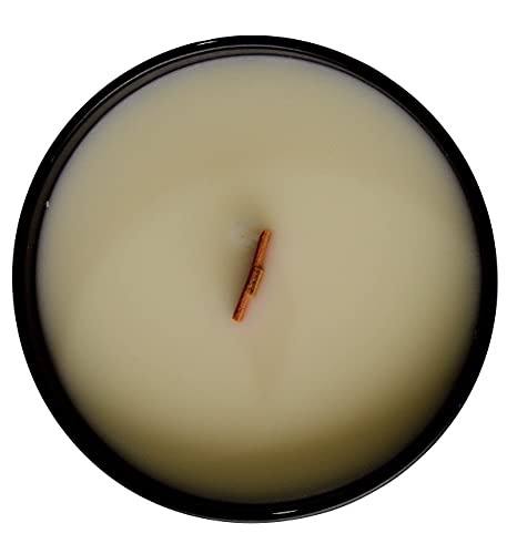 Hearthfire - Sandalwood Scented Soy Candle w/Natural Oils, Wood Wick, Smoky Dark Sweet, Made in The USA in Black Jar - Aromatherapy, Gifts for Housewarming, Birthday, Holidays, Sympathy, Men, Women