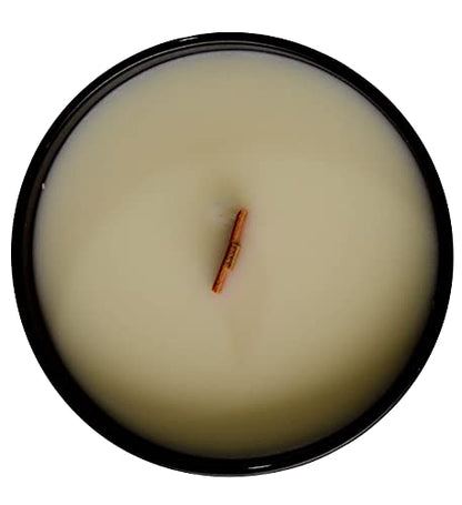 Hearthfire - Sandalwood Scented Soy Candle w/Natural Oils, Wood Wick, Smoky Dark Sweet, Made in The USA in Black Jar - Aromatherapy, Gifts for Housewarming, Birthday, Holidays, Sympathy, Men, Women