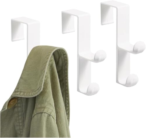 iDesign Over the Door Plastic Dual Hook Hanger for Coats, Jackets, Hats, Robes, Towels, Ideal for Bathroom, Bedroom, Mudroom, White (Pack of 36) - color: White, size: Set of 36