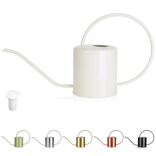 Plant Watering Can, 50 oz / 1500 ml Stainless Steel Metal - Modern Decorative with Long Spout for Indoor Potted Plants, Bonsai, Garden Flowers, Cream White - color: Cream White
