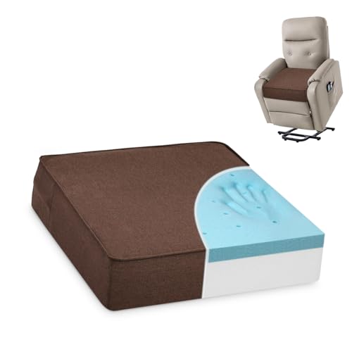 Shinnwa Gel Memory Foam Recliner Cushion for Elderly, Extra Large Seat Cushion, Dual-Layer Foam Chair Pad for Couch, Armchair, Wicker Chairs, Floor, 18 × 18 × 4in, Caramel - color: Caramel, size: 18 × 18 × 4in