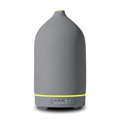 200ML Ceramic Essential Oil Diffuser for Home, Stone Diffuser | Ultrasonic Aromatherapy Diffuser & Air Humidifier for Bedroom, Office, Yoga, 7 LED Lights, Auto Shut-Off, 3 Timers, Grey - color: Grey