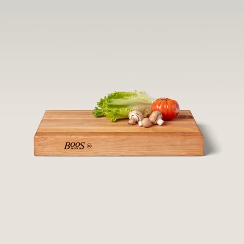 John Boos RA-Board Series Rectangular Wooden Maple Cutting Board 18”x12” – 2.25” Thick, 13-lb Reversible Butcher Block with Edge-Grain & Finger Grips – Made in the USA - color: Maple, size: 18"L x 12"W