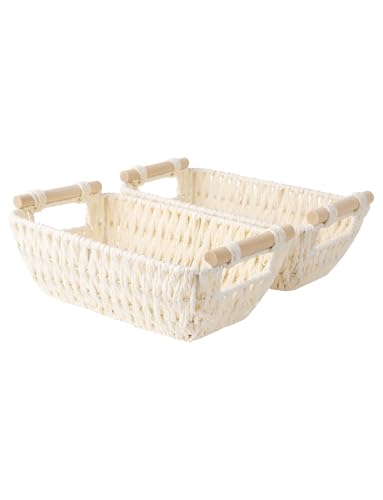 Storageworks Small Storage Basket, Woven Basket For Shelves, Beige - color: White, size: Small