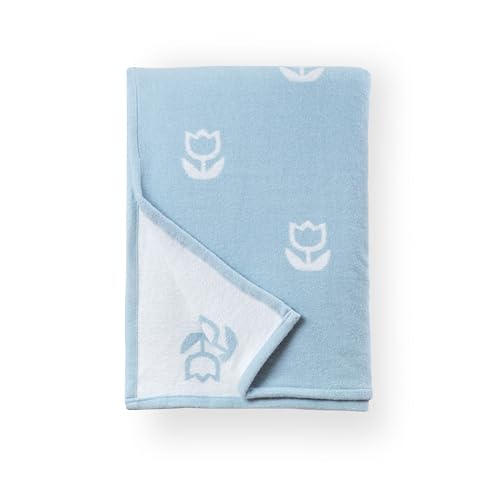 Hofdeco Premium Coastal Decorative Throw Blanket for Patio Couch Sofa, Baby Blue Tulips Floral with Piping, 50"x68" - color: Baby Blue Tulips Floral 50"x68"