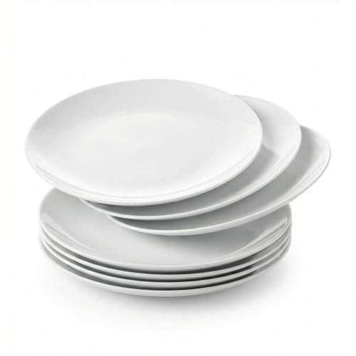 Corelle Vitrelle 6-Piece Salad Plates Set Triple Layer Glass and Chip Resistant, 8-1/2-Inch Lightweight Round Plates, Winter Frost White - size: 8.5" Salad Plates