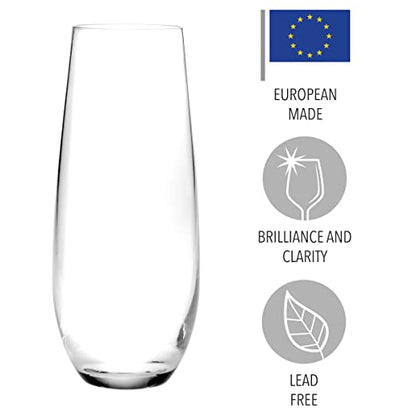 Godinger Champagne Glasses, European Made Champagne Glass, Stemless Champagne Flutes - Set of 4 (Pack of 2) - size: 7.8 Ounces (Pack of 2)