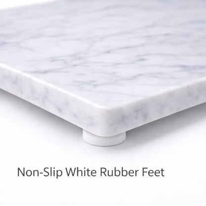 Marble Pastry & Cutting Board, 10x14 Inch | Natural Stone Slab, Non-Slip Feet, For Dough, Cheese, Baking, Serving, Charcuterie, Trivet, Easy to Clean - color: White, size: 14"L x 10"W