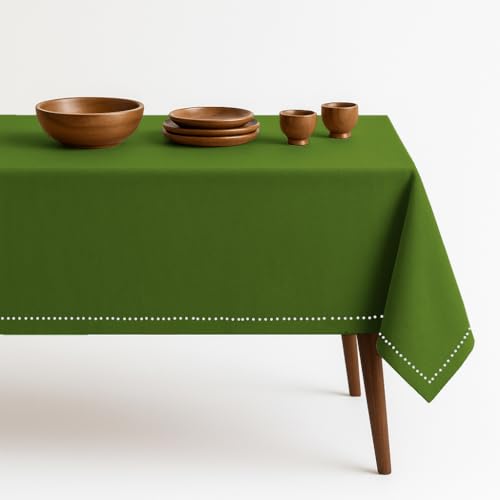 Mint Green Cotton Tablecloth, Table Cloth 52x70 Inch, Fits 4-6 Seats, Soft, Durable, Washable, Wrinkle Resistant, Rectangle Table Cover for Dining, Baby Showers, Spring Events, Decor - color: Mint Green, size: 70" x 52" (Rectangular)