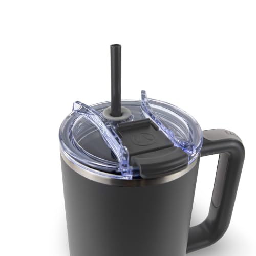 Hogg Big Swig 40oz Tumbler with Handle and Straw - Charcoal Gray, 40 oz Tumbler, Insulated Cup with Handle, 40oz Water Bottle with Straw, Thermal Cups, Leak Proof Lid, Travel Mugs, Stainless Steel - color: Charcoal Gray
