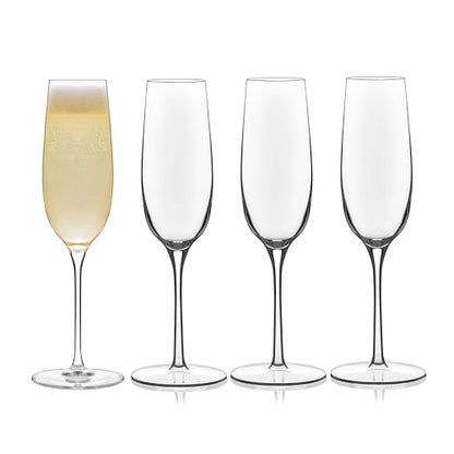 Libbey Signature Kentfield Champagne Flutes Set of 4, Elegant Champagne Glass with Curved Design, Glassware Drinking Glasses for Prosecco, and More - color: Kentfield Flute 4