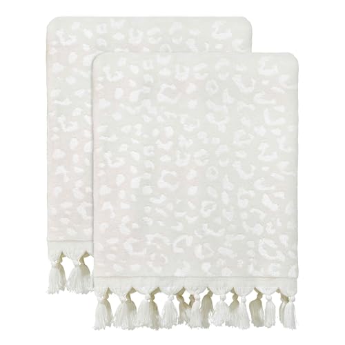Nicole Miller - Bath Towels, Soft & Absorbent Cotton, Dorm Room Essentilals, Set of 2 (Celina Collection, Cream) - size: 2pc Bath Towels