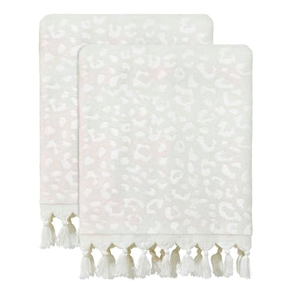 Nicole Miller - Bath Towels, Soft & Absorbent Cotton, Dorm Room Essentilals, Set of 2 (Celina Collection, Cream) - size: 2pc Bath Towels