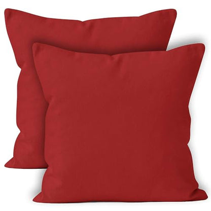 Encasa XO Throw Pillow Covers, Cotton, No Inserts 16"x16" Deep Red | Durable Cotton Canvas | Concealed Invisible Zipper | Ideal for DIY & Embroidery | Living Room & Couch | Set of 2 - color: Deep Red, size: 16" x 16" (Pack of 2)