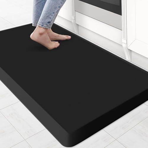 0.8" Thick Kitchen Mat Cushioned Anti Fatigue Rug Comfort Floor Mats | Water-Resistant, Non-Slip, Easy to Clean Comfort Floor Mat for Kitchen, Sink & Office, Multiple Colors & Sizes, 36" x 22" - color: Black, size: 36"L x 22"W x 0.8"Th