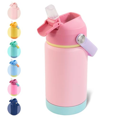 Kerilyn 12oz Insulated Water Bottle, Stainless Steel Insulated Kids Water Bottle, Toddler Cup with Straws Leak-Proof, Kids Water Bottles for School Boys Girls, BPA Free, Charm Pink - color: Charm Pink