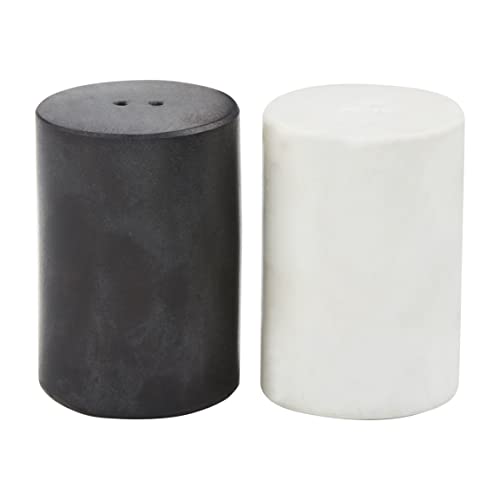 Mud Pie Marble Black/White Salt and Pepper Shakers; 2 3/4" X 1 3/4" Dia