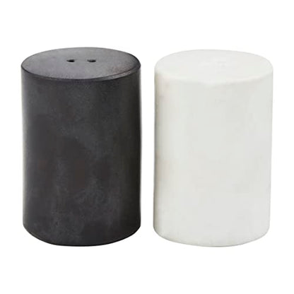 Mud Pie Marble Black/White Salt and Pepper Shakers; 2 3/4" X 1 3/4" Dia