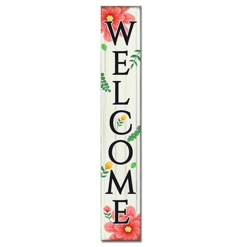 Welcome Front Door Signs For Home Spring Welcome Porch Signs Front Door Floral Decor Farmhouse Porch Vertical Wooden Plaque Entryway Home Outdoor Seasonal Decoration 8x48inch - color: U- 8, size: 8x48inch