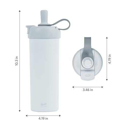 Glad Sip & Chug Insulated Water Bottle - Skinny Stainless Steel Tumbler with Straw and Chug Lid - Leak Resistant Double Walled Metal for Hot and Cold Drinks, 23oz, Grey - color: Gray