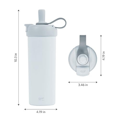 Glad Sip & Chug Insulated Water Bottle - Skinny Stainless Steel Tumbler with Straw and Chug Lid - Leak Resistant Double Walled Metal for Hot and Cold Drinks, 23oz, Grey - color: Gray