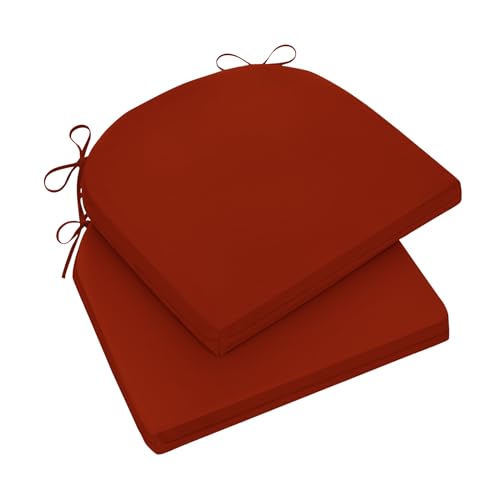 Wellsin Outdoor Chair Cushions for Patio Furniture - Patio Chair Cushions Set of 2 - Water Resistant Round Corner Outdoor Seat Cushions 17"X16"X2", Brick Red - color: Solid Color/ Brick Red, size: 17"x16"x2"(Pack of 2)