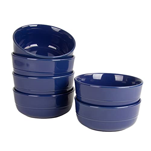 Double Line 6.25"/24 oz Cereal Bowl, Set of 6, Cobalt Blue - color: Cobalt Blue, size: Cereal Bowl