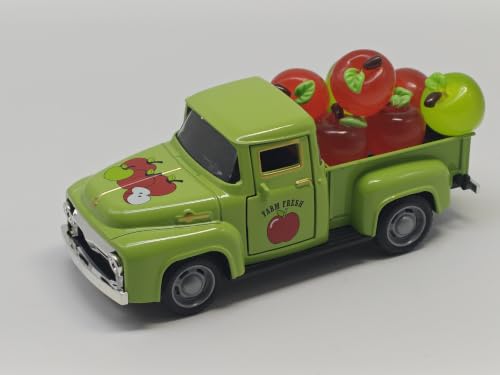 Easter Truck Decorations Set - Vintage Farmhouse Metal Truck with 3 Easter Eggs and 3 Resin Bunny Figurines, Spring Farm Pickup Decor for Table Tiered Tray Home Kitchen Office Gifts (Apple-Green) - color: Apple-green