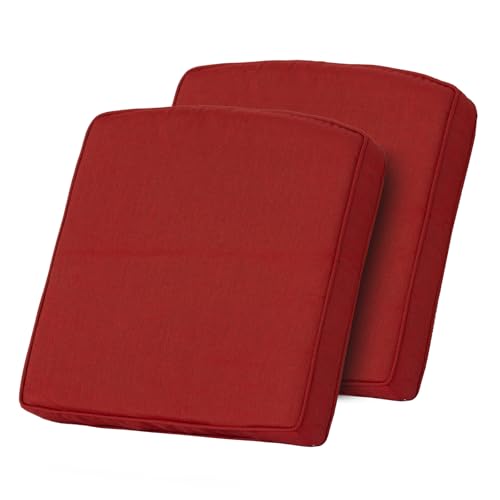 Goodgoods 20x20 Outdoor Chair Cushions Set of 2, 35D Foam, Chili | 35D High-Resilience Foam, Fade-Resistant and Water-Resistant Seat Pads for Dining Room, Kitchen, or Patio Chairs - color: Chili, size: 20"x20" 2pcs