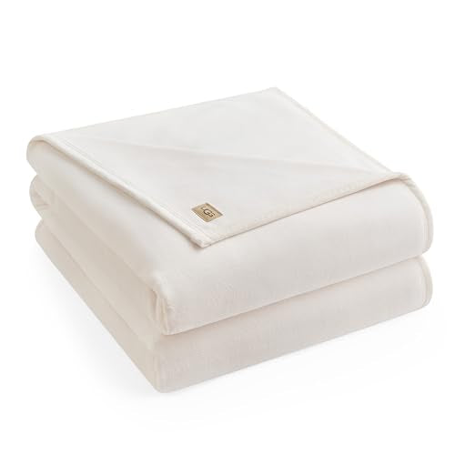 UGG Coco Queen Bed Blanket, Ultra Soft Fleece Blanket, 90" x 92", Off-White | Fits Full and Queen Beds, All Season Bedding, Bedroom Decor Style, Guest Room Use, Bedding Essentials - color: Off-white, size: Queen