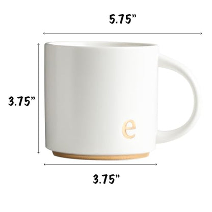COLLECTIVE HOME Ceramic Coffee Mug, 15 oz Monogram Cup with Gift Box(e) | Dishwasher Safe, Engraved Gold Letter , Personalized Housewarming Birthday Present, Christmas Thanksgiving Mothers Day Gifts - color: gold-e