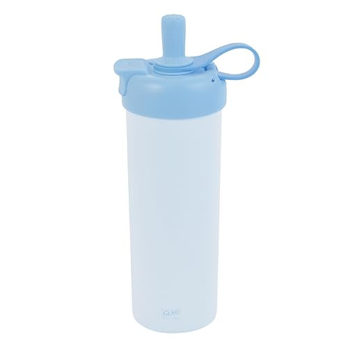 Glad Sip & Chug Insulated Water Bottle - Skinny Stainless Steel Tumbler with Straw and Chug Lid - Leak Resistant Double Walled Metal for Hot and Cold Drinks, 23oz, Blue - color: Blue