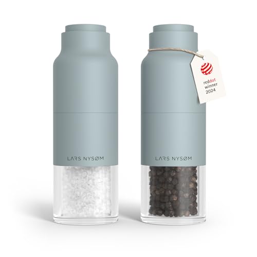 LARS NYSØM Salt and Pepper Grinder Set, Stainless Steel Manual Salt and Pepper Mills, Adjustable Ceramic Grinder, Design Spice Shakers (Sky Blue) - color: Sky Blue