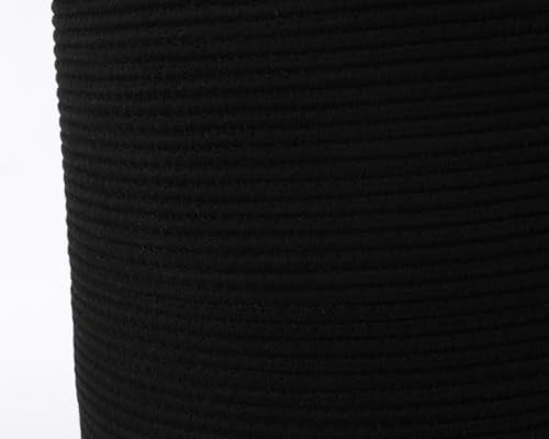 16"x20" Extra Large Cotton Rope Basket with Zipper Lid, Woven Laundry Hamper and Blanket Storage Basket, Round Clothes Bin for Living Room Bedroom, Black - color: All Black