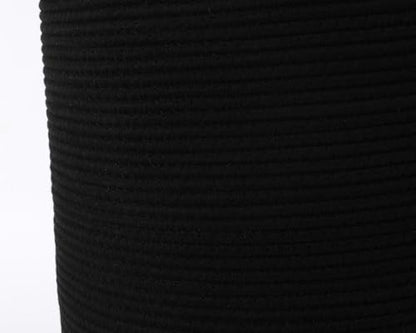 16"x20" Extra Large Cotton Rope Basket with Zipper Lid, Woven Laundry Hamper and Blanket Storage Basket, Round Clothes Bin for Living Room Bedroom, Black - color: All Black