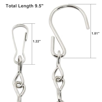 2 Pack 9.5 Inch Silver Hanging Chain Garden Plant | Metal Hanging Basket Chain, For Bird Feeders, Planters, Lanterns, Wind Chimes, Billboards, With Hooks