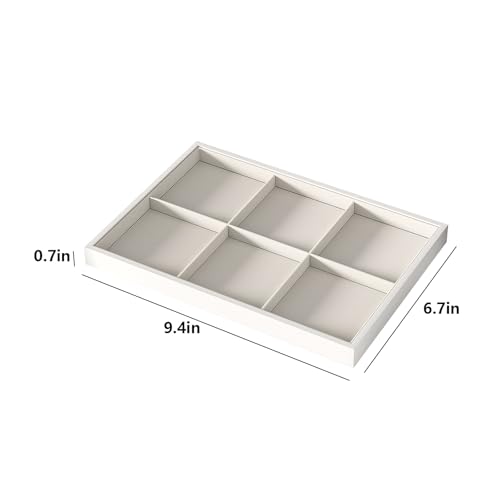 Drawer Jewelry Organizers And Storage,Velvet Bracelet And Ring Display Small Tray,Dresser Jewelry Drawer Organizer Inserts Containers,Earring And Necklace Holder Box (Beige 6 Grids) - style: Beige 6 Grids