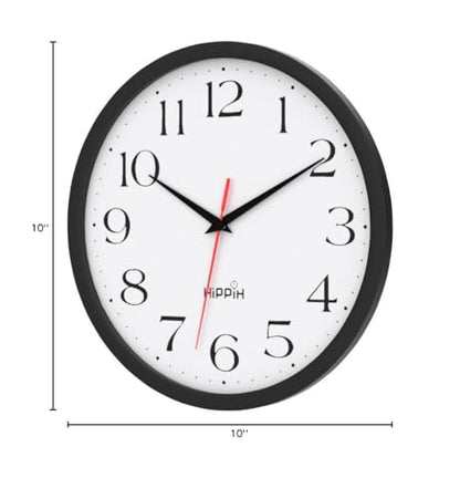 10 Inch Wall Clock, 2Pack Silent Non Ticking Battery Operated Clocks | Black Analog Clock| Living Room, Office, Classroom, Bedroom, Kitchen, Bathroom| Modern Simple Style | Easy to Read | Accurate - color: With Red Second Hand, size: 10 inches