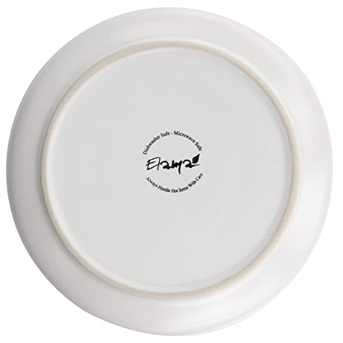 Elama Arthur 6 Piece Stoneware Salad Plate Set in Matt White with Gold Rim (Arthur Paul Salad), 6 Piece Set - color: Matte White, size: 6 Piece Set