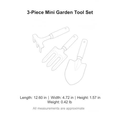 3-Piece Mini Garden Tool Set with Beech Wood Handles and Iron Heads for Indoor Plants, Succulents, and Small Pots - size: 12.6 x 4.72 x 1.57 in