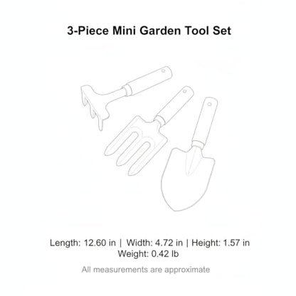 3-Piece Mini Garden Tool Set with Beech Wood Handles and Iron Heads for Indoor Plants, Succulents, and Small Pots - size: 12.6 x 4.72 x 1.57 in