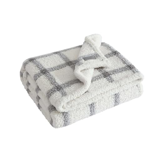 Eddie Bauer - Throw Blanket, Ultra-Soft Plush Bedding with Faux Shearling Reverse, Blanket for Couch & Bed (Bunkhouse Plaid Grey, 50" x 60") - color: Bunkhouse Plaid Grey, size: 50" x 60"