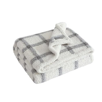 Eddie Bauer - Throw Blanket, Ultra-Soft Plush Bedding with Faux Shearling Reverse, Blanket for Couch & Bed (Bunkhouse Plaid Grey, 50" x 60") - color: Bunkhouse Plaid Grey, size: 50" x 60"