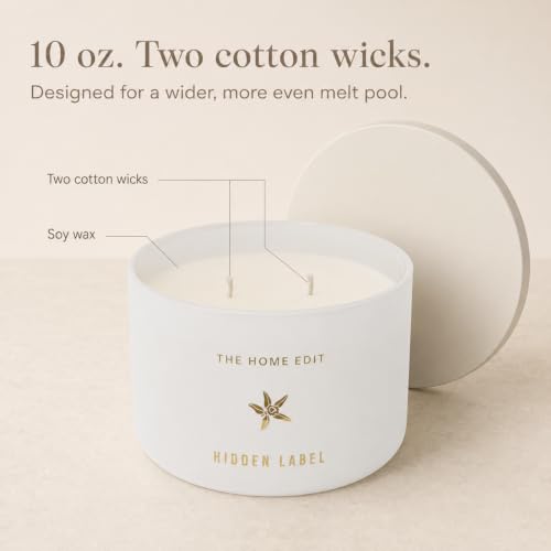 Hidden Label Vanilla Jasmine Scented Candle, 10 oz 2-Wick | Soy wax jar candle, up to 45 hours, warm floral scent for bedroom, bathroom, living room and gifting - color: Vanilla Jasmine